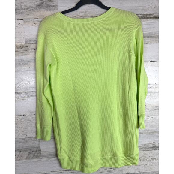 T by Talbots Women’s S Lime Green Lightweight 3/4 Sleeve Knit Sweater NEW - Picture 2 of 4